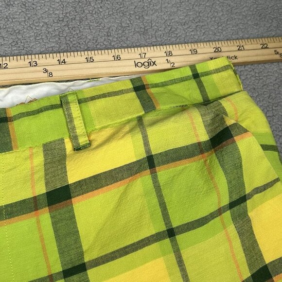 Loudmouth Shorts Mens 40 Green Yellow Plaid Golf Casual 100% Cotton Summer Fun - Picture 7 of 10